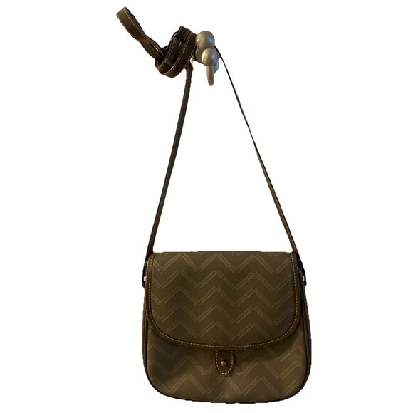PIERRE BALMAIN Vintage Brown Monogram Vinyl Leather Crossbody